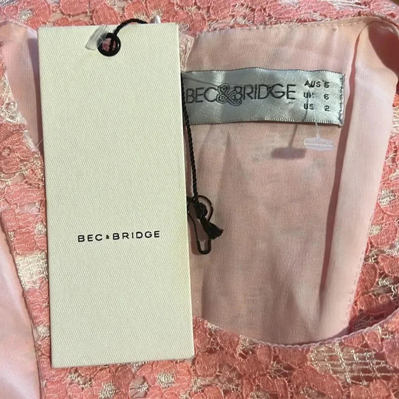 Bec & Bridge peach lace Designer Dress NWT Sz 2 - Picture 11 of 12